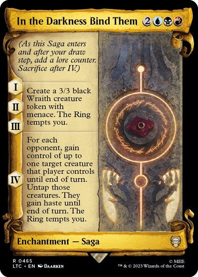 In the Darkness Bind Them (Showcase Scrolls) (Commander: The Lord of the Rings: Tales of Middle-earth) Medium Play Foil