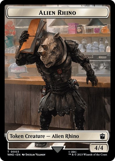 Alien Rhino / Clue (0022) Double-Sided Token (Universes Beyond: Doctor Who) Near Mint Foil