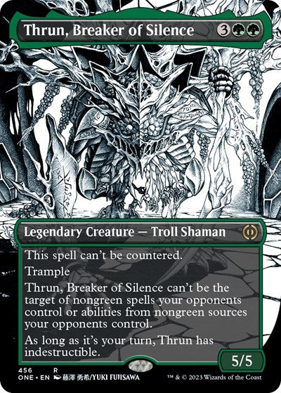 Thrun, Breaker of Silence (Borderless) (Step-and-Compleat Foil) (Phyrexia: All Will Be One) Medium Play Foil
