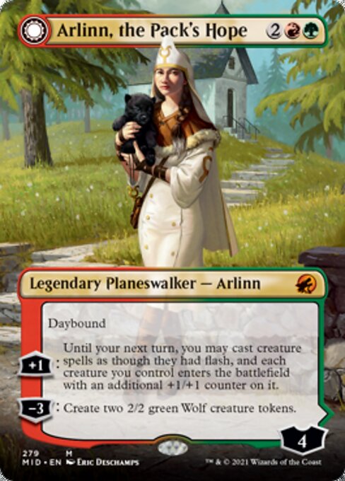 Arlinn, the Pack's Hope / Arlinn, the Moon's Fury (Borderless) (Innistrad: Midnight Hunt) Light Play Foil