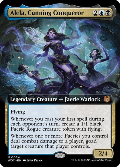 Alela, Cunning Conqueror (Extended Art) (Commander: Wilds of Eldraine) Light Play Foil