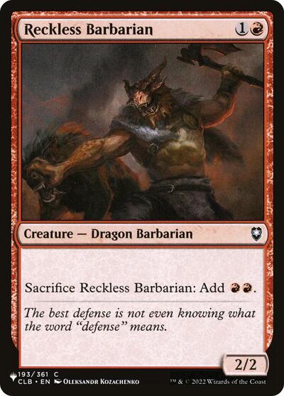 Reckless Barbarian (The List) Light Play