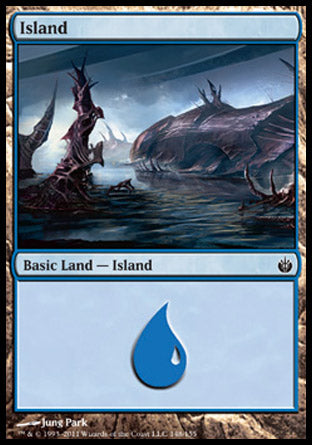 Island (148) (Mirrodin Besieged) Medium Play Foil