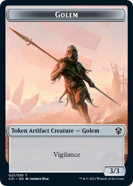 Golem (27) / Thopter Double-sided Token (Commander 2021) Light Play