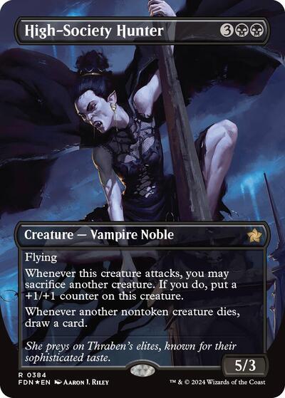 High-Society Hunter (Borderless) (Mana Foil) (Foundations) Light Play Foil