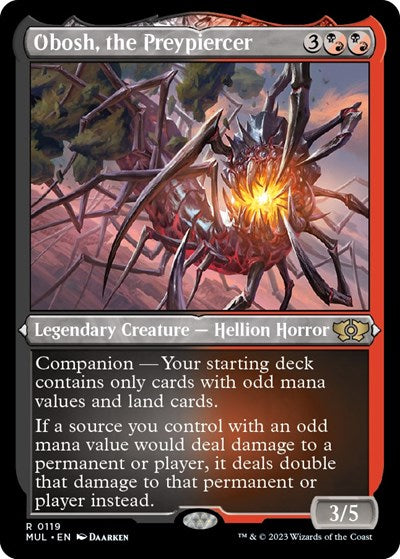 Obosh, the Preypiercer (Foil Etched) (March of the Machine: Multiverse Legends) Light Play Foil