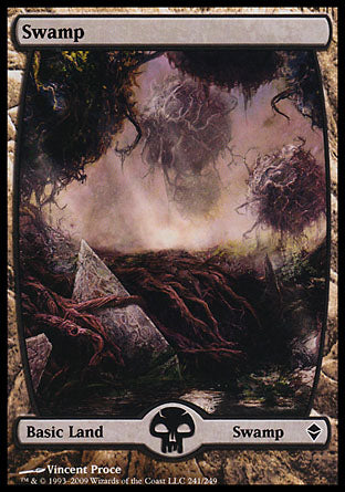 Swamp (241) (Zendikar) Medium Play Foil