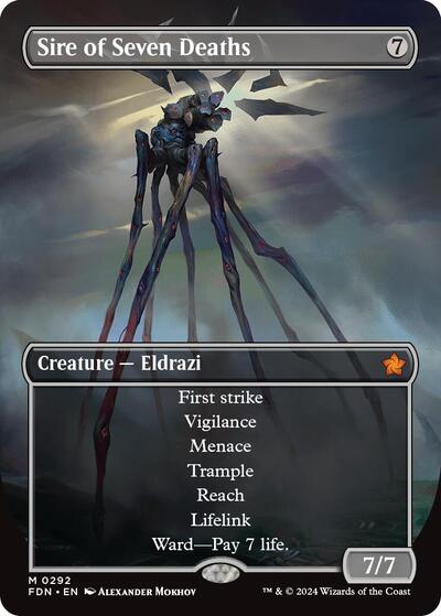 Sire of Seven Deaths (Borderless) (Foundations) Light Play Foil