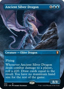 Ancient Silver Dragon (Borderless) (Commander Legends: Battle for Baldur's Gate) Light Play
