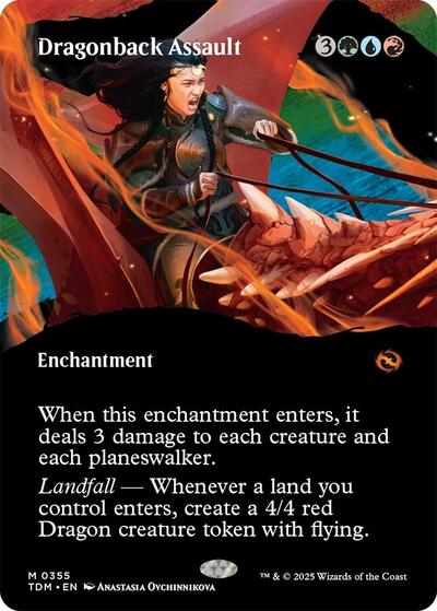 Dragonback Assault (Borderless) (Tarkir: Dragonstorm) Light Play Foil