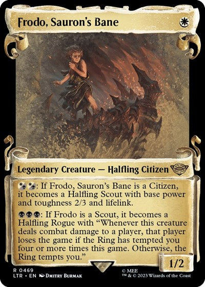 Frodo, Sauron's Bane (Showcase Scrolls) (Universes Beyond: The Lord of the Rings: Tales of Middle-earth) Light Play Foil