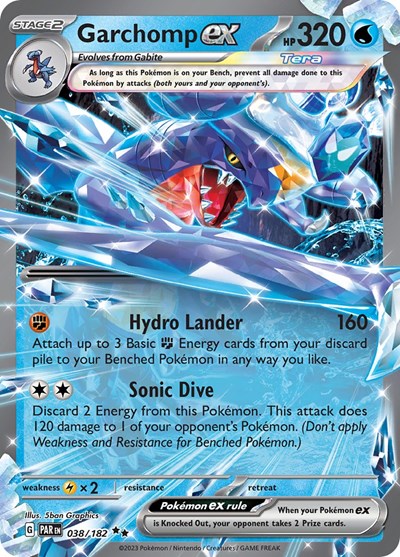 Garchomp ex - 038 (Scarlet and Violet: Paradox Rift) Near Mint Holofoil