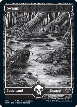 Swamp (Moonlit Land) (Foil Etched) (Promos: WPN and Gateway) Light Play Foil