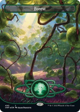 Forest (490) (Borderless) (Galaxy Foil) (Unfinity) Light Play Foil