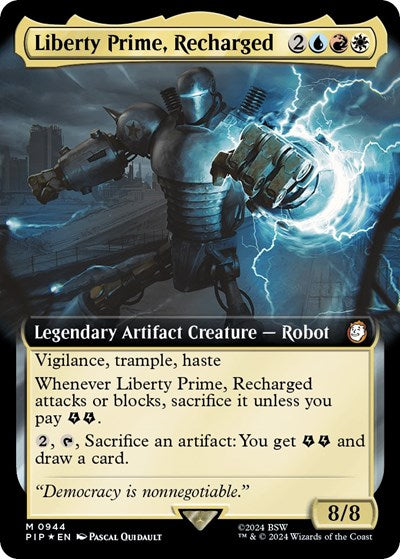 Liberty Prime, Recharged (Extended Art) (Surge Foil) (Universes Beyond: Fallout) Light Play Foil