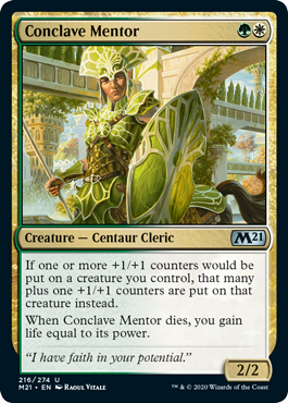 Conclave Mentor (Magic 2021 Core Set) Light Play Foil