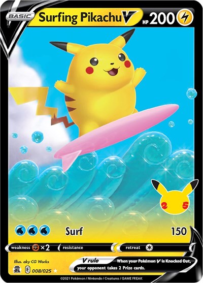 Surfing Pikachu V (Celebrations) Near Mint Holofoil