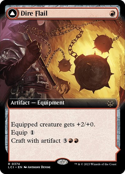 Dire Flail (Extended Art) (The Lost Caverns of Ixalan) Medium Play Foil