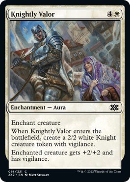 Knightly Valor (Double Masters 2022) Light Play Foil