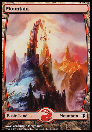 Mountain (244) (Zendikar) Medium Play Foil
