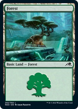 Forest (292) (Kamigawa: Neon Dynasty) Light Play Foil