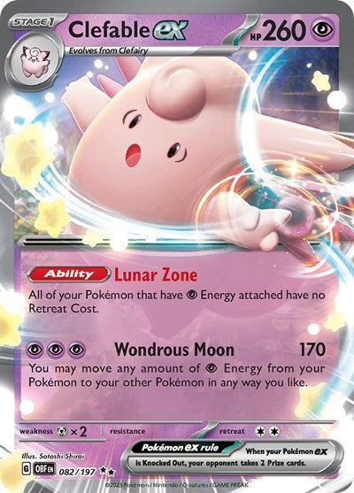 Clefable ex (Scarlet and  Violet: Obsidian Flames) Near Mint Holofoil