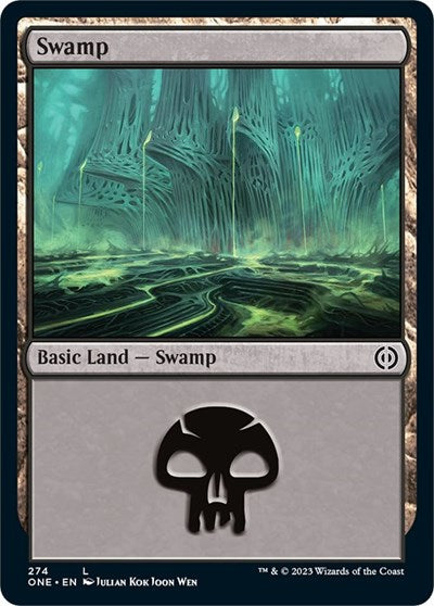 Swamp (274) (Phyrexia: All Will Be One) Medium Play Foil