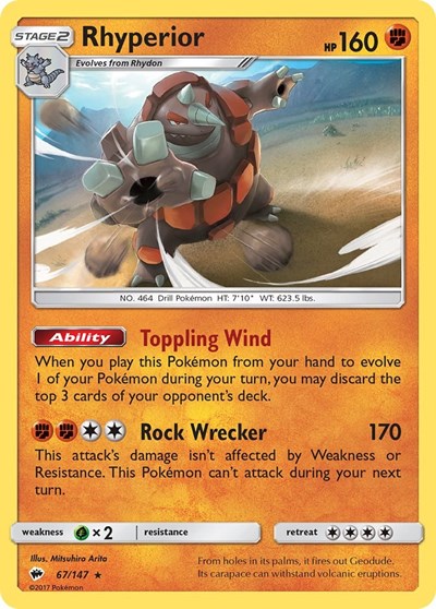 Rhyperior (SM - Burning Shadows) Light Play Holofoil