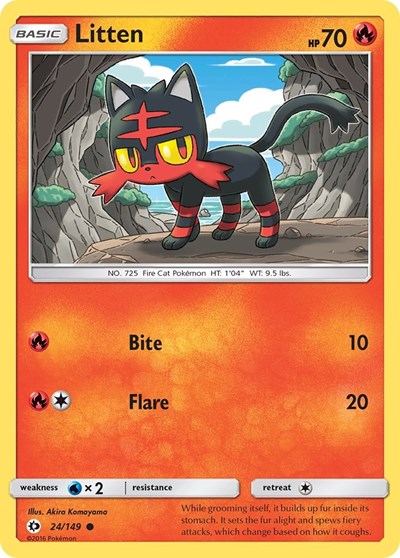 Litten (SM Base Set) Light Play Reverse Holofoil