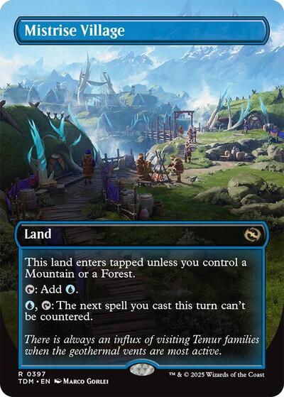 Mistrise Village (Borderless) (Tarkir: Dragonstorm) Light Play