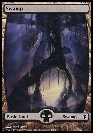 Swamp (238) (Zendikar) Medium Play Foil