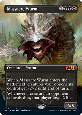 Massacre Wurm (Borderless) (Alternate Art) (Magic 2021 Core Set) Medium Play Foil