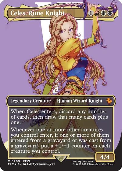 Celes, Rune Knight (Borderless) (Surge Foil) (Commander: FINAL FANTASY) Near Mint Foil