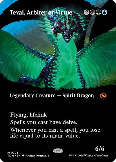 Teval, Arbiter of Virtue (Borderless) (Tarkir: Dragonstorm) Light Play Foil