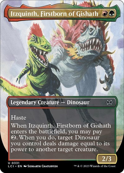 Itzquinth, Firstborn of Gishath (Borderless) (The Lost Caverns of Ixalan) Near Mint Foil