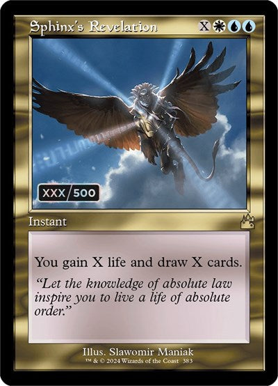 Sphinx's Revelation (Retro Frame) (Serial Numbered) (Ravnica Remastered) Near Mint Foil