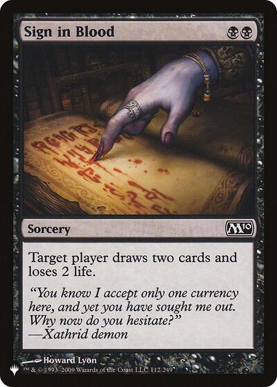 Sign in Blood (M10) (The List) Near Mint