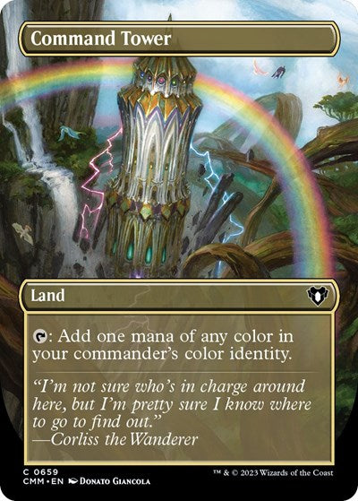 Command Tower (Borderless) (Commander Masters) Damaged / Poor