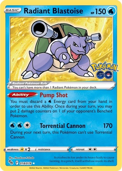 Radiant Blastoise (Pokemon GO) Near Mint Holofoil