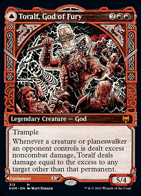 Toralf, God of Fury / Toralf's Hammer (Showcase) (Kaldheim) Light Play Foil