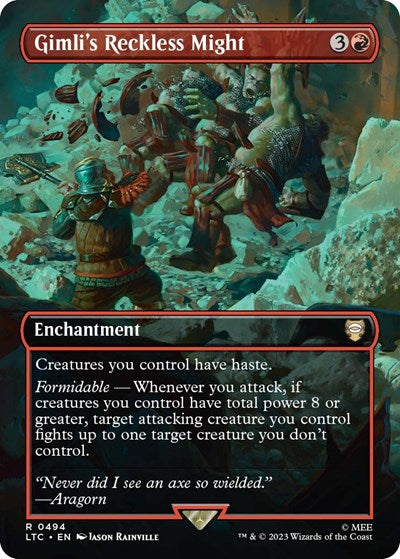Gimli's Reckless Might (Borderless) (Commander: The Lord of the Rings: Tales of Middle-earth) Near Mint Foil