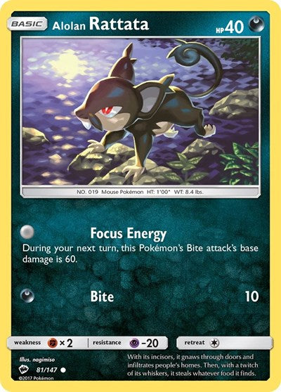 Alolan Rattata (SM - Burning Shadows) Near Mint Reverse Holofoil
