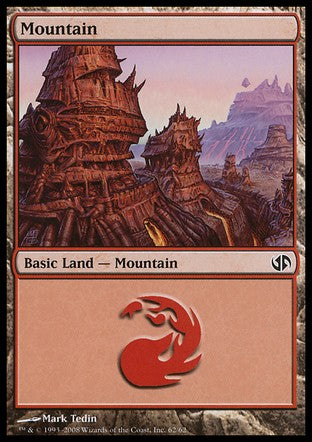 Mountain (62) (Duel Decks: Jace vs Chandra) Damaged / Poor