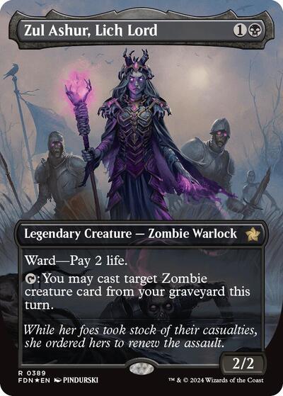 Zul Ashur, Lich Lord (Borderless) (Mana Foil) (Foundations) Light Play Foil