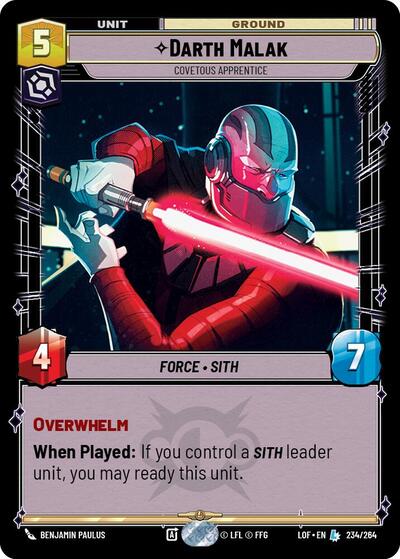 Darth Malak Covetous Apprentice (Legends of the Force) Near Mint