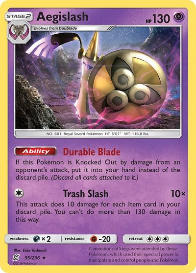 Aegislash (SM - Unified Minds) Light Play Reverse Holofoil