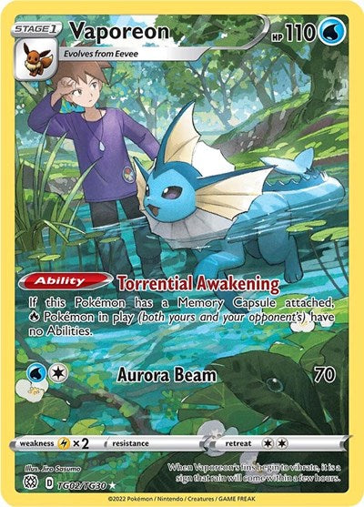 Vaporeon (SWSH09: Brilliant Stars Trainer Gallery) Light Play Holofoil