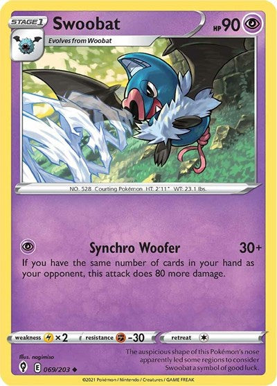 Swoobat (SWSH07: Evolving Skies) Light Play Reverse Holofoil
