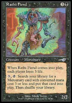 Rathi Fiend (Nemesis) Heavy Play Foil