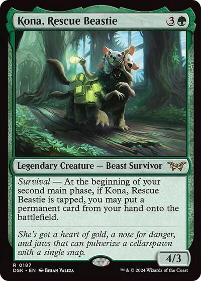 Kona, Rescue Beastie (0187) (Duskmourn: House of Horror) Light Play Foil